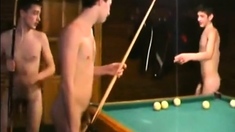 Russian Soldiers Play Pool in Nude