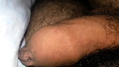 Process erection of my cock in the bed (22 year old)