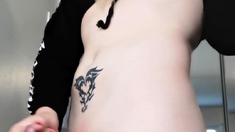 Amateur big cock and big tits tranny solo