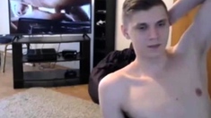 Twink Works Up A Sweat Rubbing One Out On Webcam