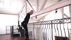 Latex slut solo anal masturbation