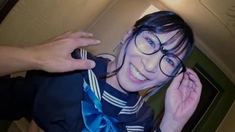 Close up POV of teen sucking cock