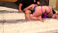 Slave In Blue Lingerie Spanked Hard Before Anal