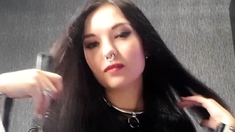 Cute curly brunette solo webcam masturbation