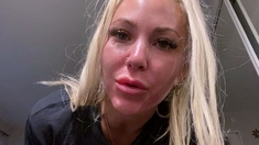 Blonde solo jerking off