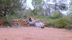 Sexy blonde babe Vega Vixen hot solo masturbation outdoors