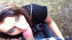 Outdoor sex in POV with a brunette amateur hottie fucked