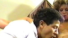 Small tit brunette sucks a big cock hardcore