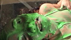 Green cake batter