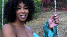 Round big booty black MILF solo outdoor