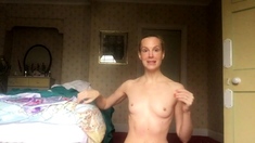 Amateur redhead masturbates then gives a blowjob