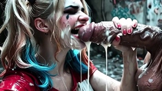Harley Quinn Bathing in Sperm after Creamy Loads (AI)