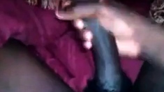 stroking bbc cumshot playing with my big long black dick