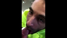 Hungry builder sucking dick