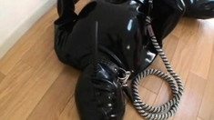 Electro bdsm slave and fetish latex big titted domina